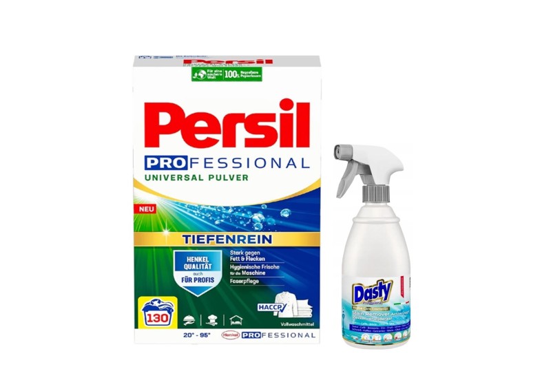 Zestaw PERSIL Proszek do prania Uniwersalny 130 prań 7,8 kg – niemiecki + DASTY Odplamiacz OXY 600 ml – włoski - Sklep i hurtownia FH German