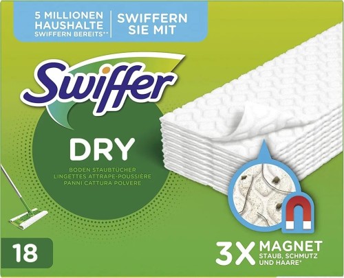 SWIFFER Suche ściereczki do podłóg 18 szt. – niemieckie suche wkłady do mopa