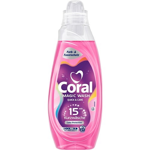 CORAL niemiecki żel do prania 840 ml (21 prań) Magic Wash Color – ochrona koloru i świeżość w 15 minut
