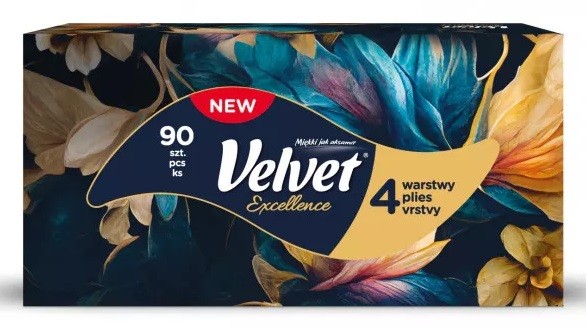 VELVET   Chusteczki higieniczne U-90 Excellence 4-warstwowe - Sklep i hurtownia FH German