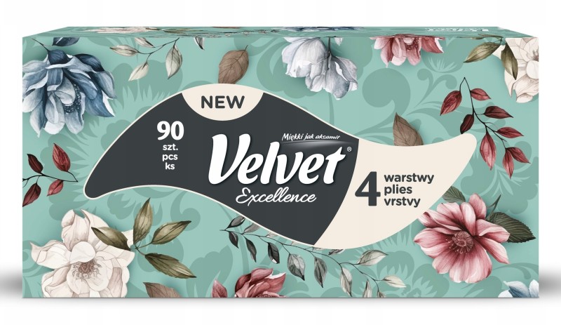 VELVET   Chusteczki higieniczne U-90 Excellence 4-warstwowe - Sklep i hurtownia FH German