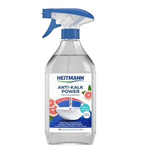 HEITMANN Anti-Kalk Power spray 500 ml – niemiecki spray do usuwania kamienia, do łazienki i kuchni