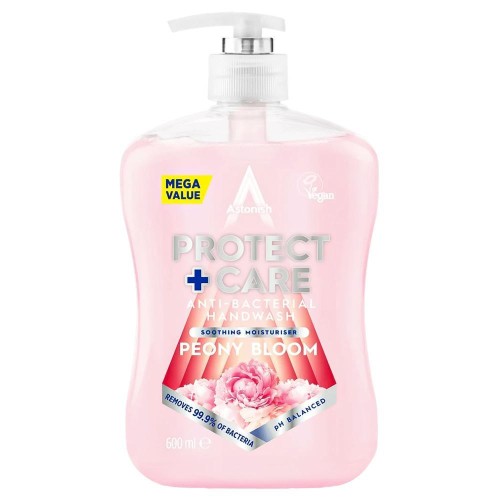 ASTONISH Protect & Care Mydło antybakteryjne do rąk Peony Bloom 600 ml – mydło w płynie z pompką