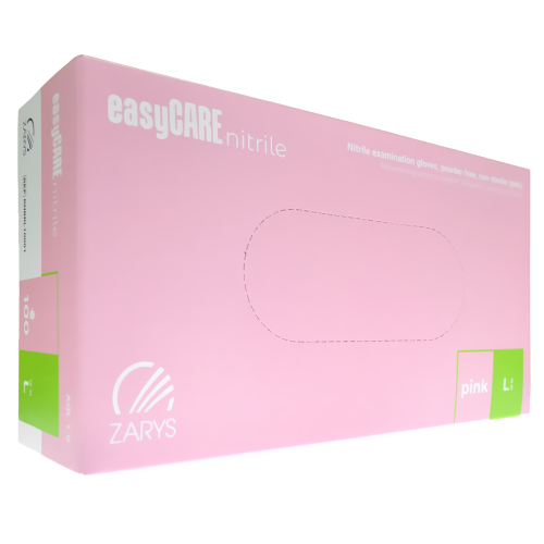 EASYCARE   Rękawiczki nitrylowe bezpudrowe jednorazowe różowe 100szt. ZARYS ROZMIAR L