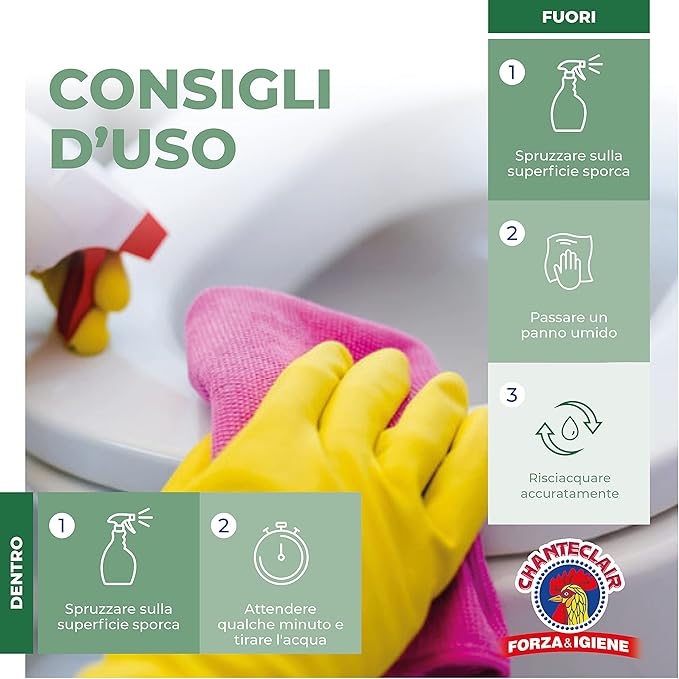 CHANTE CLAIR Odkamieniacz WC 625 ml Schiumattiva Disincrostante – włoska aktywna piana do toalety, usuwa kamień i bakterie - Sklep i hurtownia FH German