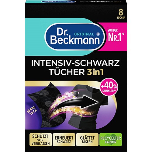 Dr. Beckmann Chusteczki do Czerni 3w1 8 szt. – niemieckie, odnawiają kolor i chronią przed blaknięciem
