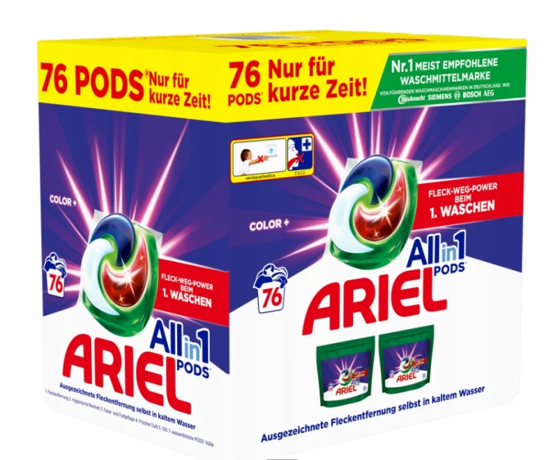 ARIEL Kapsułki Color All in One 76 szt. – Skoncentrowana Siła i Ochrona Kolorów z Niemiec - Sklep i hurtownia FH German