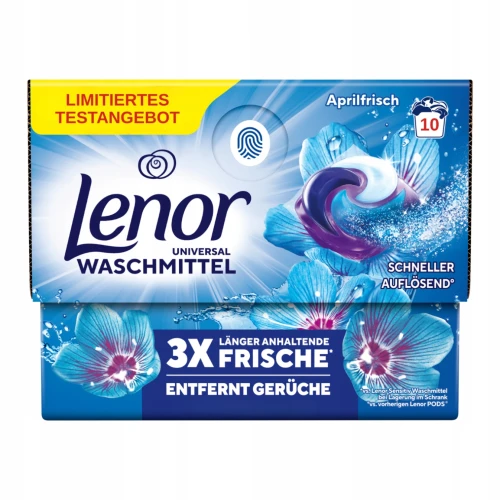 NIEMIECKIE KAPSUŁKI DO PRANIA Lenor Universal Aprilfrische 10 sztuk – Oryginalna chemia z Niemiec DE