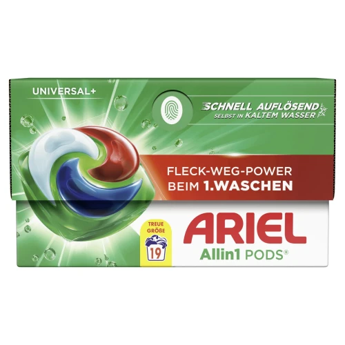 NIEMIECKIE KAPSUŁKI DO PRANIA Ariel Allin1 PODS Universal 19 sztuk – Oryginalna chemia z Niemiec DE