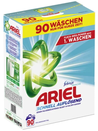 NIEMIECKI PROSZEK DO PRANIA Ariel Universal+ Febreze Frische 90 prań 4,95kg – Oryginalna chemia z Niemiec DE