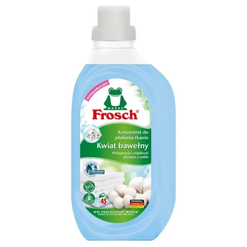FROSCH Płyn do płukania 900 ml Kwiat Bawełny – niemiecki koncentrat do tkanin, 45 prań