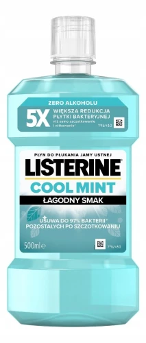 Listerine Cool Mint Łagodny Smak Płyn do płukania jamy ustnej 500 ml – antybakteryjny płyn do ust świeży oddech
