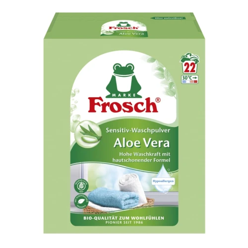 Frosch Proszek do prania Aloe Vera 1,45 kg 22P – z Niemiec, hipoalergiczna czystość i pielęgnacja tkanin