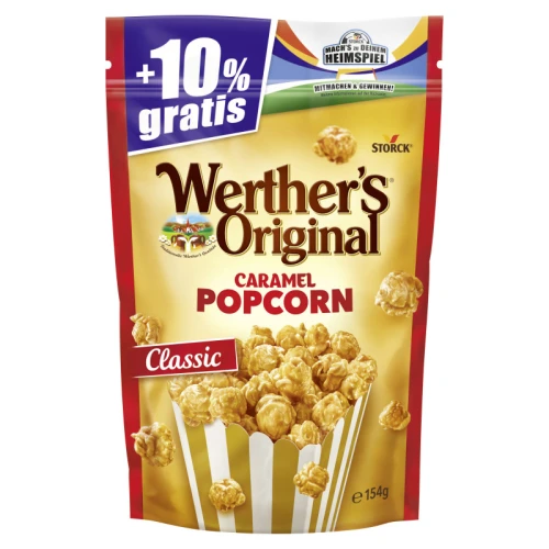 STORCK Werther’s Original Caramel Popcorn Classic 154g – popcorn karmelowy, słodka przekąska premium z Niemiec