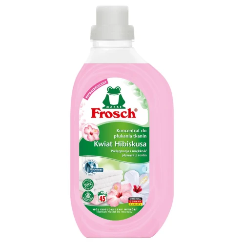 Hipoalergiczny ekologiczny płyn do płukania tkanin Frosch Kwiat Hibiskusa 900ml 45 prań dla skóry wrażliwej
