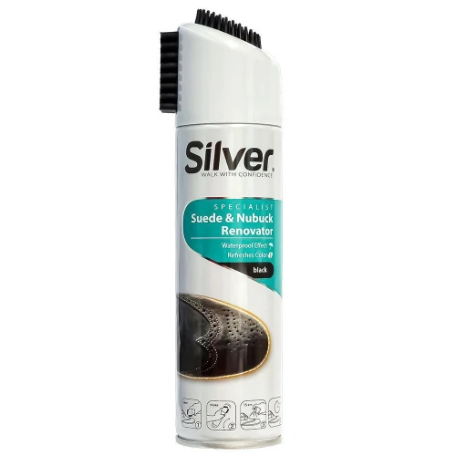 SILVER Spray do nubuku i zamszu Czarny 250 ml – renowator koloru i impregnat do obuwia