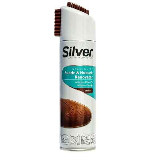 SILVER Spray do nubuku i zamszu Brąz 250 ml – renowator koloru i impregnat do obuwia