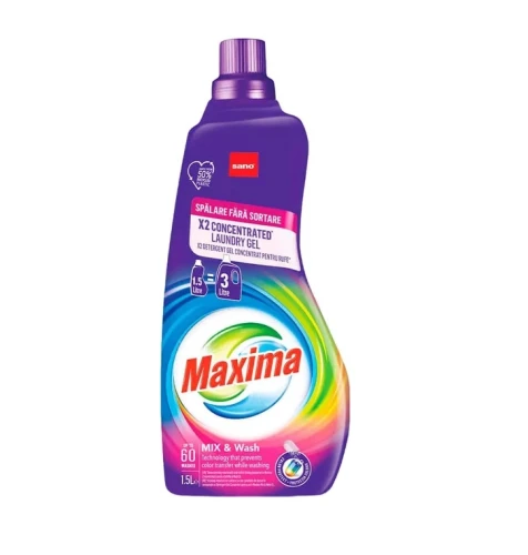 SANO Maxima Mix & Wash Żel do prania 1,5L (60 prań) – Oryginalna ochrona kolorów