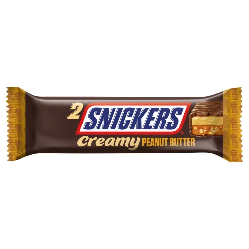 SNICKERS Creamy Peanut Butter Baton 36,5g 2 sztuki – Chrupiąca przekąska z kremowym masłem orzechowym w czekoladzie