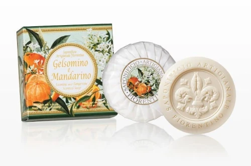 SAPONIFICIO Artigianale Fiorentino Mydło Gelsomino e Mandarino 100g – Włoskie rzemieślnicze mydło roślinne