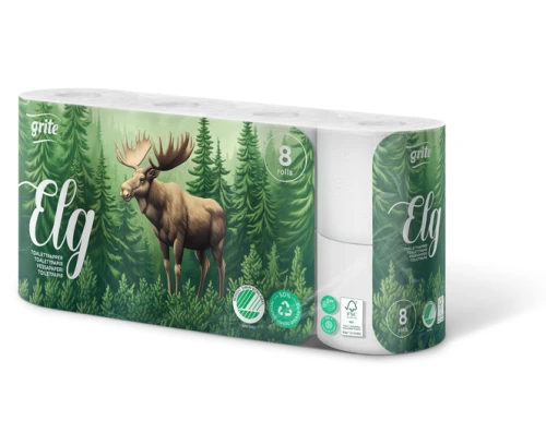 GRITE Papier Toaletowy ELG 3-warstwowy 8 rolek – Biały, wytrzymały i ekologiczny