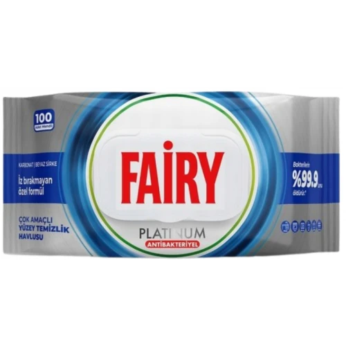 FAIRY Chusteczki czyszczące antybakteryjne 100 szt. – Platinum Antibacterial Wipes