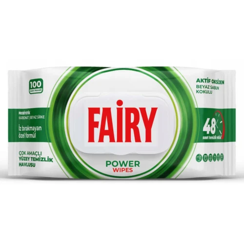 FAIRY Chusteczki czyszczące uniwersalne 100 szt. – Power Wipes z aktywnym tlenem