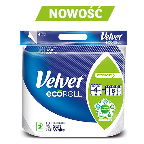 VELVET   Papier toaletowy 4 rolki Eco Roll 4=8 biały 3wars /9/