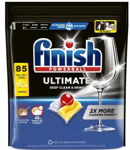 Finish Quantum Ultimate Lemon Tabletki do zmywarki 85 szt. – włoskie kapsułki all in one do usuwania tłuszczu