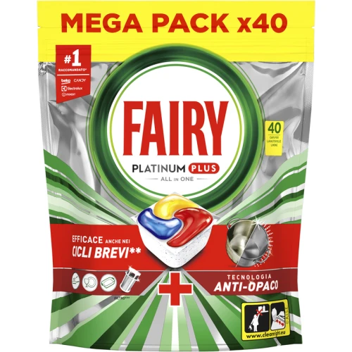 Fairy Platinum Plus Original Kapsułki do zmywarki 40 szt. – włoskie kapsułki all in one do krótkich cykli