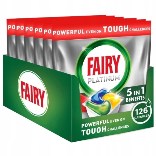 FAIRY Platinum Original Kapsułki do zmywarki 126 szt. (6x21) – kapsułki all in one do usuwania tłuszczu i perfekcyjnego połysku