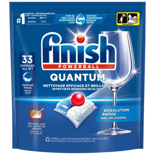 Finish Quantum All in One Tabletki do zmywarki 33 szt. – francuskie kapsułki do usuwania tłuszczu i nabłyszczania