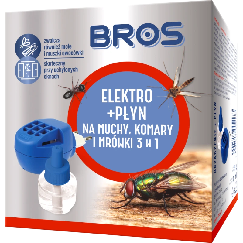 BROS   Elektro  na muchy,komary,mrówki urządzenie + płyn 30ml /12/ - Sklep i hurtownia FH German