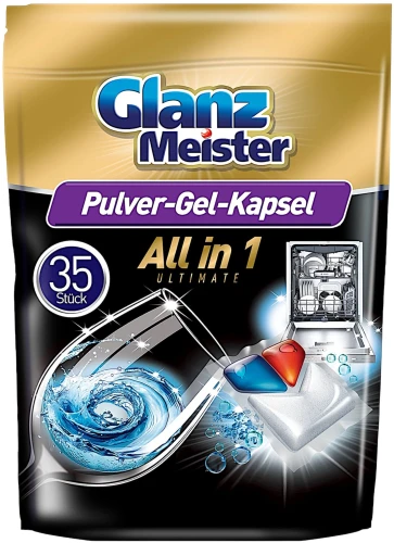 GlanzMeister kapsułki do zmywarki 35 sztuk Ultimate All in One Pulver-Gel DE