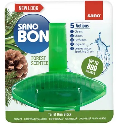 SANO   Zawieszka do WC barwiąca wodę 800 spłukań !!! 55g Green Forest