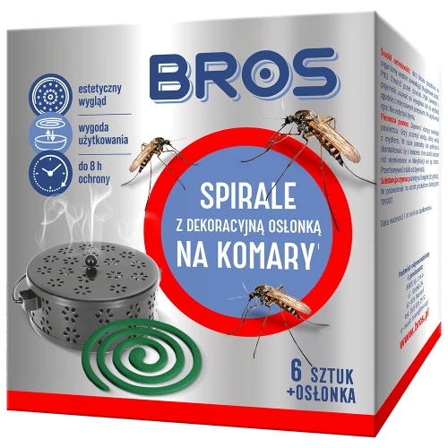 Bros spirale na komary 6 sztuk z dekoracyjną metalową osłonką do ogrodu i na taras