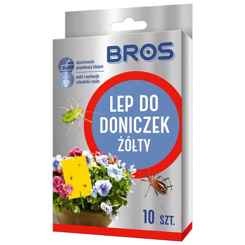 Żółte lepy do doniczek Bros 10 sztuk tabliczki lepowe na ziemiórki mszyce i wciornastki