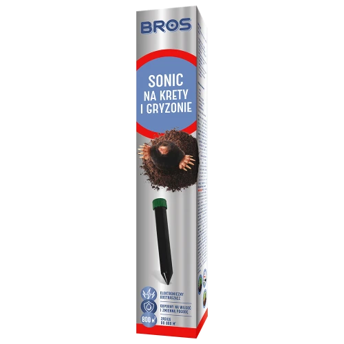 Bros Sonic elektroniczny odstraszacz na krety i gryzonie zasięg 800m2 odporny na wilgoć