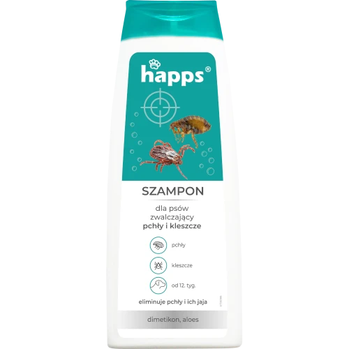 Happs szampon dla psów na pchły i kleszcze 250ml eliminuje jaja pcheł aloes Bros