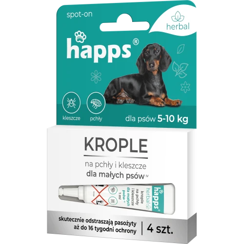 BROS Happs krople na pchły i kleszcze dla małych psów 5-10kg 4 sztuki zestaw 16 tygodni ochrony Bros