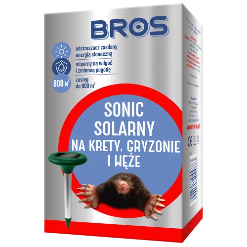 Bros Sonic solarny odstraszacz na krety gryzonie i węże zasięg 800 m2 wodoodporny