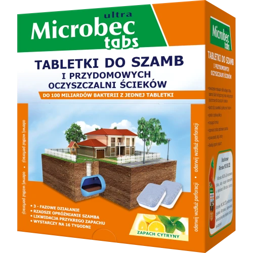 Microbec Ultra tabletki do szamb i oczyszczalni 16 sztuk cytryna 100 miliardów bakterii Bros