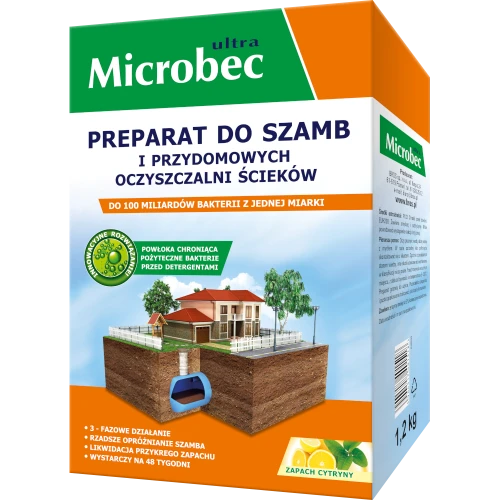 Microbec Ultra preparat do szamb i oczyszczalni 1,2kg proszek cytryna do 48 tygodni Bros