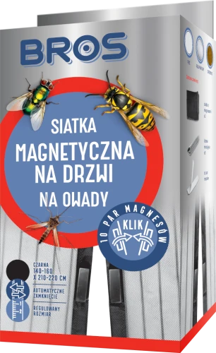 Bros siatka na drzwi magnetyczna moskitiera 100x220 czarna samozamykająca ochrona
