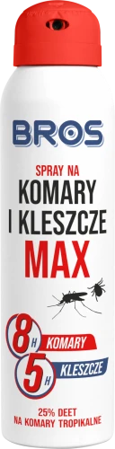 Bros spray na komary i kleszcze MAX 90ml z 30% DEET skuteczna ochrona do 8h
