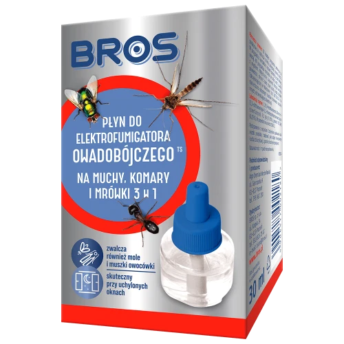 Bros płyn do elektro na muchy komary i mrówki 3 w 1 zapas 30ml skuteczny 60 nocy