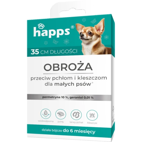 BROS Happs obroża przeciw pchłom i kleszczom dla małych psów 35cm ochrona do 6 miesięcy Bros