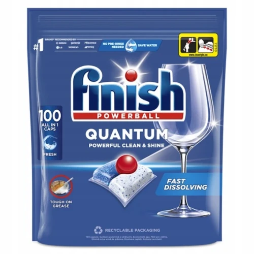 Finish Quantum Powerball tabletki do zmywarki 100 sztuk kapsułki Fresh Shine