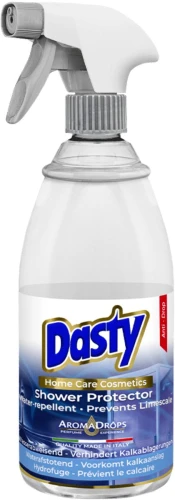 DASTY Shower Protector Spray 700 ml – włoski środek  ochronny do kabin prysznicowych, szyb, płytek, hydrofobowa tarcza przeciw kamieniowi, nie widzialna wycieraczka, impregnat