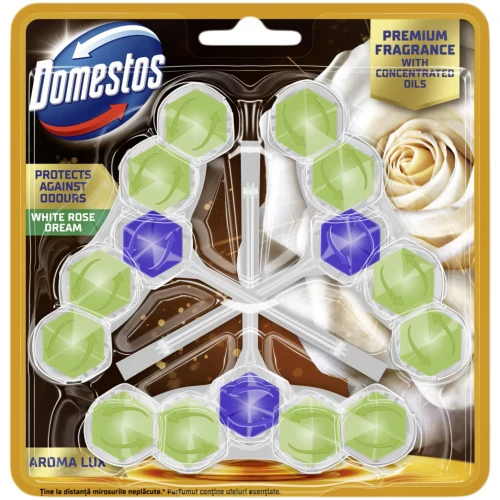 Domestos Power 5 Aroma Lux zawieszka do WC 3x50g White Rose Dream kostka do toalety potrójny pak